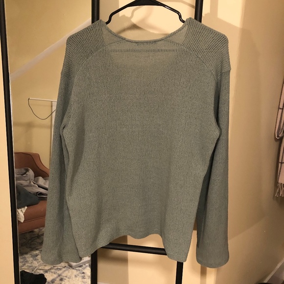 Zara V-neck Wide-sleeve Blue-Green Sweater - Picture 4 of 4